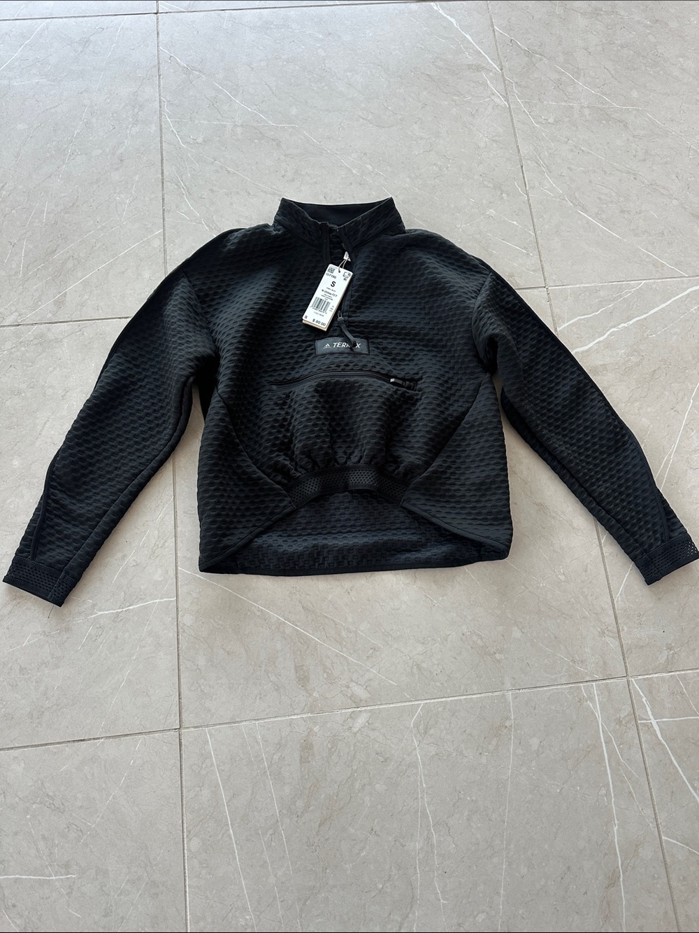 adidas Black Textured Half-Zip Pullover Jacket